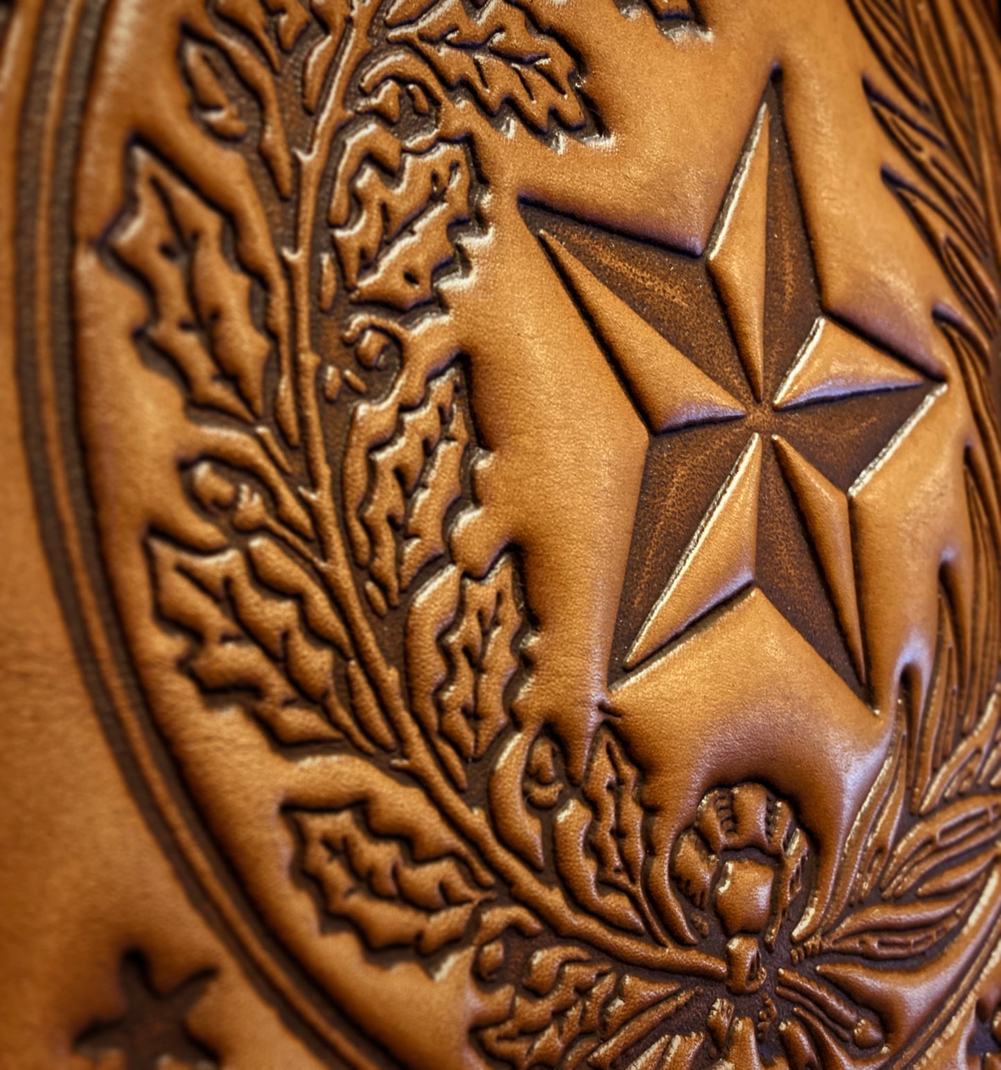 15 x 15 Leather Texas State Seal